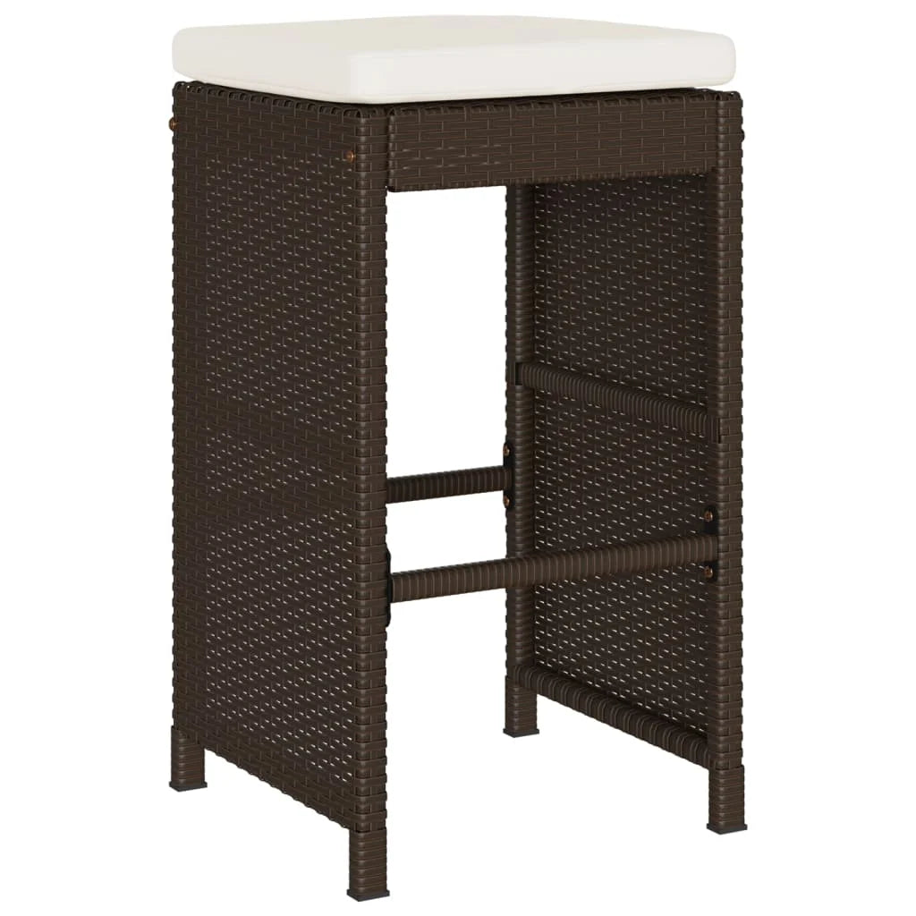 vidaXL Patio Bar Stools with Cushions Pub Chair Seating Poly Rattan garden