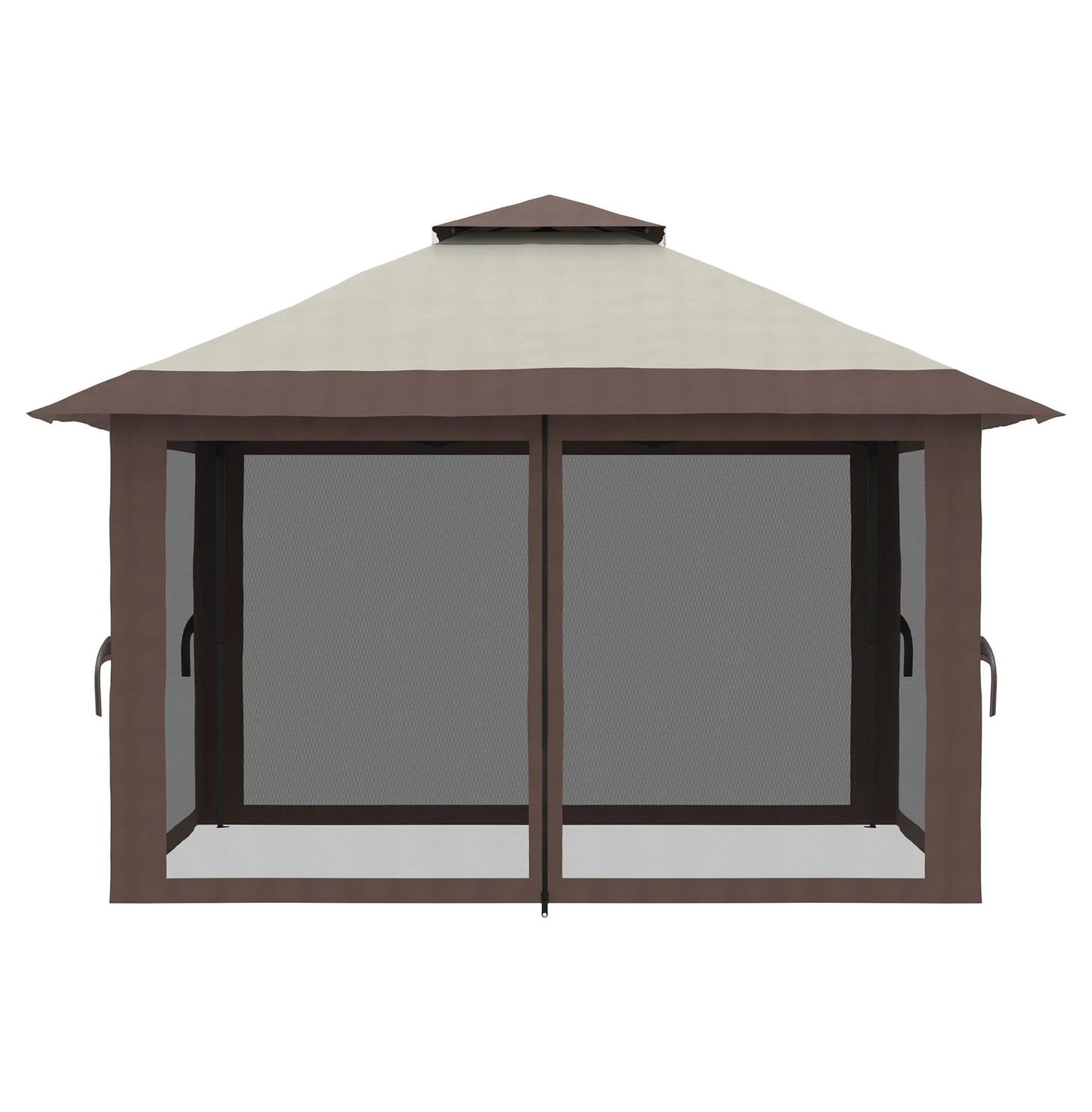 Pop Up Gazebo 13x13ft - Beige Patio Canopy Tent with Mesh Walls