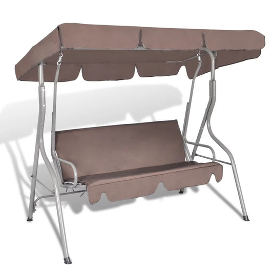 vidaXL Patio Outdoor 3 Person Hanging Canopy Swing Chair Hammock Seat Sofa Coffee/White
