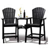 Tall Adirondack Chairs Set of 2,Outdoor Adirondack Barstools with Double Connecting Tray Patio Stools Weather Resistant for Outdoor Deck Lawn Pool Backyard,Grey