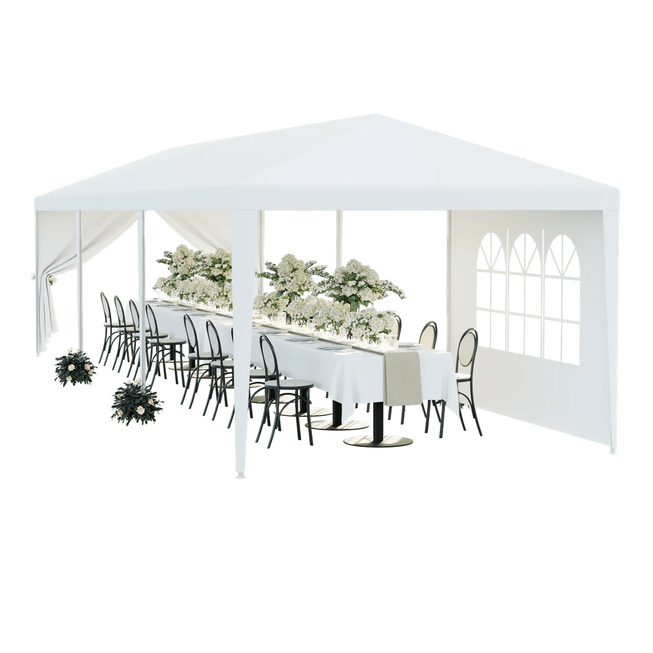 ZENSTYLE Patio Wedding Party Tent Set White Waterproof Canopy - 10 x 30' White