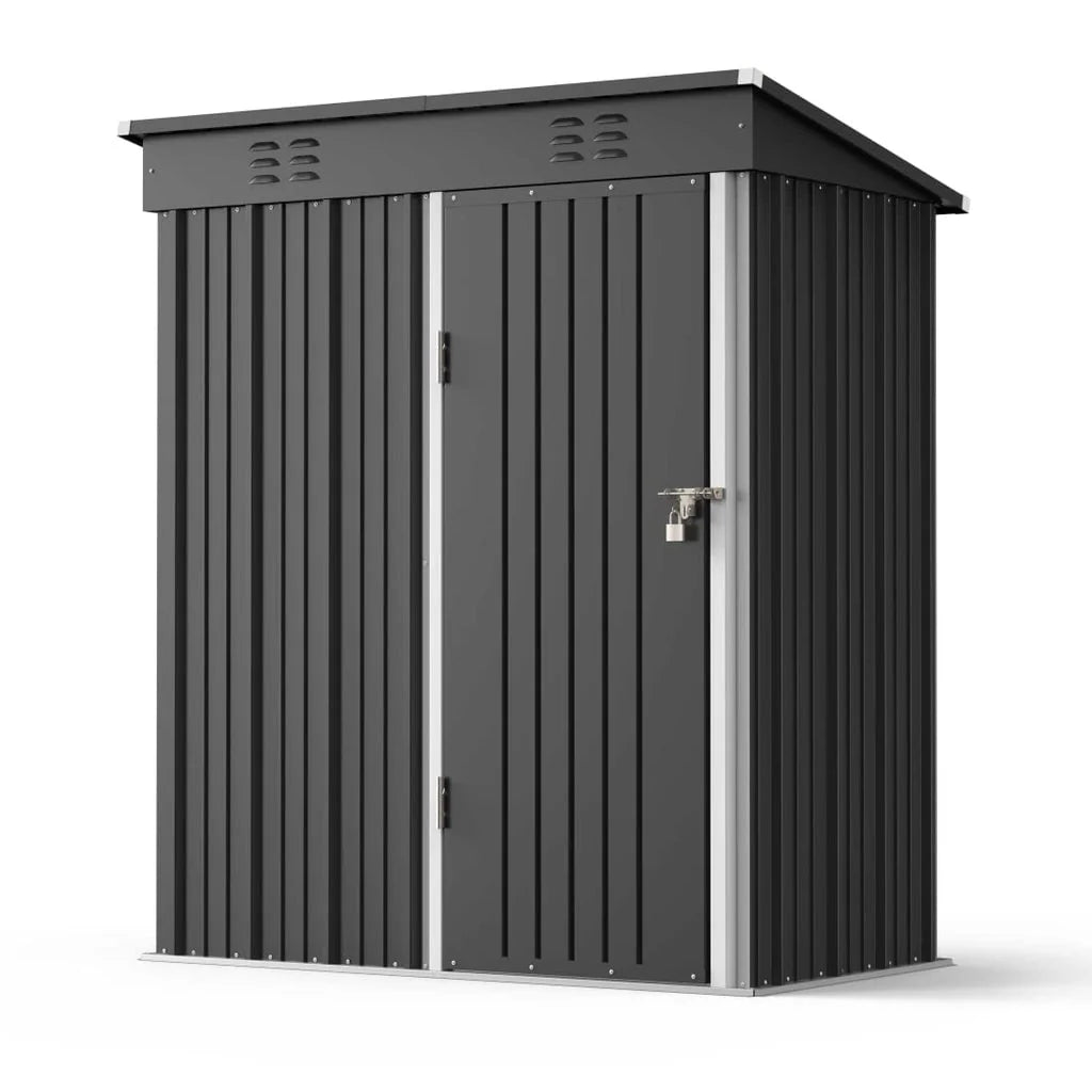 Aiho 5'x 3' Metal Outdoor Storage Shed with Lockable Door for Garden Backyard Patio - Gray