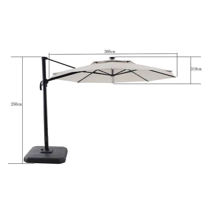 Better Homes & Gardens 12' x 11' 8-Rib Gray Octagonal Outdoor Patio Umbrella and Weighted Base