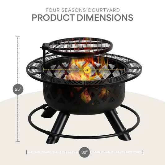 Four Seasons Courtyard Wood Burning Fire Pit Backyard Patio Fireplace