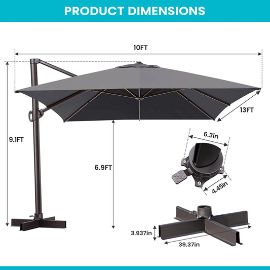 Pellebant Patio Cantilever Umbrella Outdoor Offset Umbrella with No Base Dark Grey