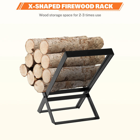 Fire Pits for Outside, 32" Wood Burning Fire Pit Tables with Firewood Rack, Screen Lid, Poker, BBQ Net, Food Clip and Cover, Backyard Patio Garden Outdoor Fire Pit BBQ Fire Pit, Black