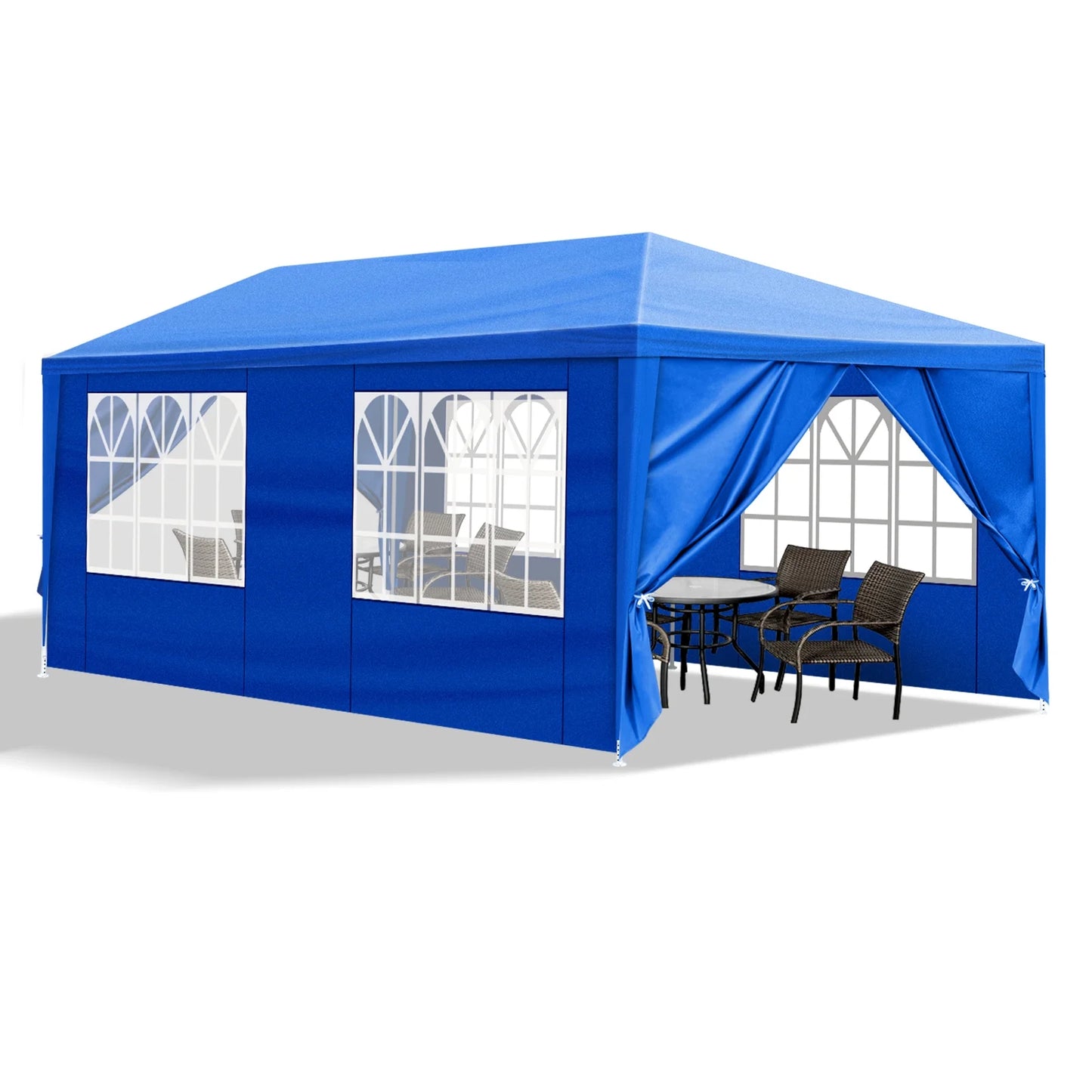 OverPatio Blue 10'x20' Canopy Party Outdoor Gazebo Tent with 6 Sidewalls for Weddings and Parties