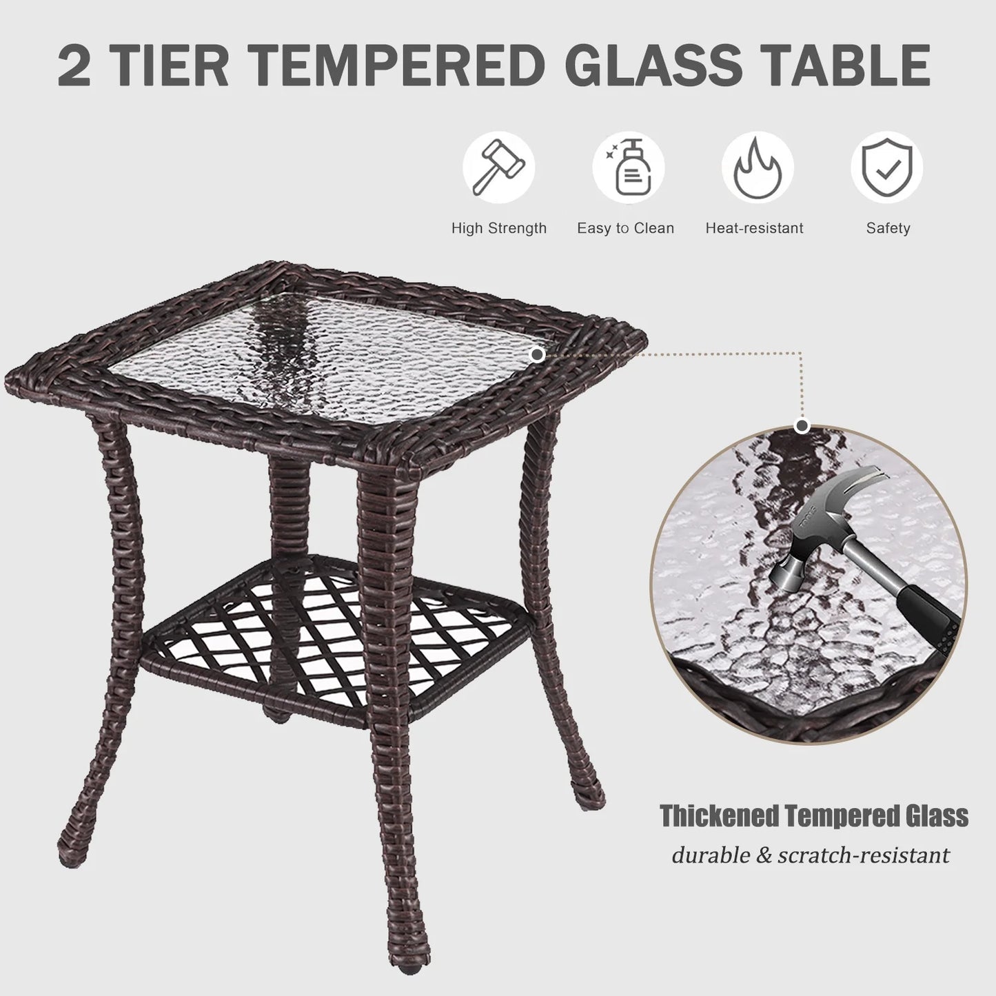 LayinSun 7 Pieces Outdoor Patio Furniture Set with Fire Pit Table, Rattan Wicker Sectional Swivel Rocker Chairs Sets