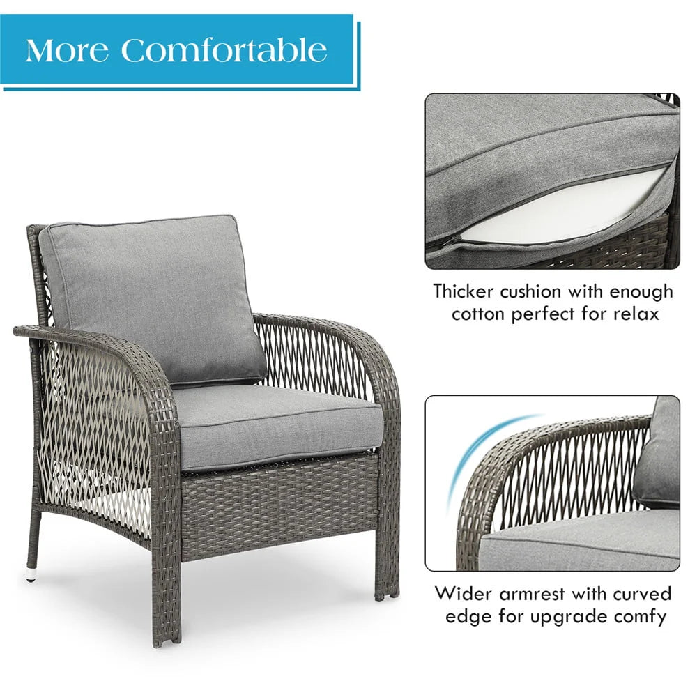 Superjoe Outdoor Furniture Sets 4 Pcs Patio Wicker Conversation Set Rattan Sofa with Coffee Table and Cushions, Gary