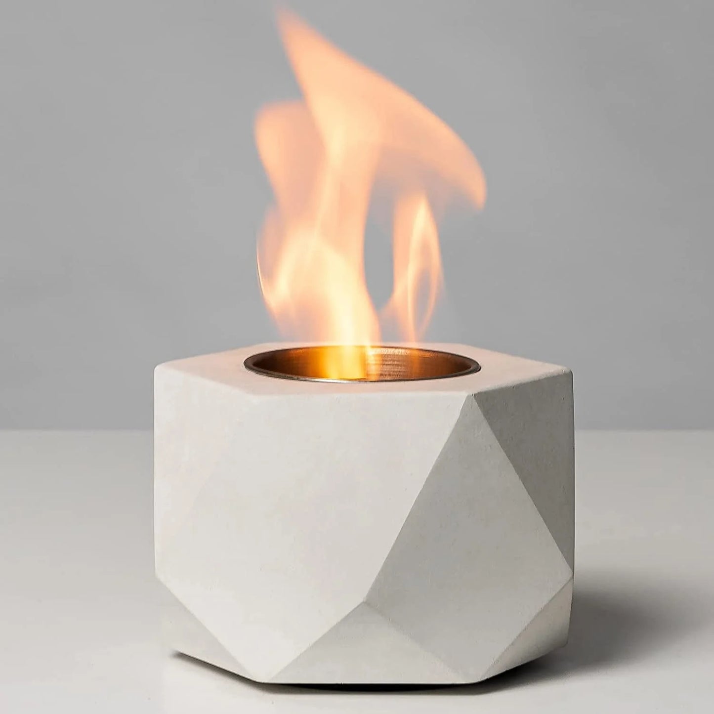 Table Top Fire Pit, GAITON Portable Concrete Mini Fire Pit Bowl Tabletop Smores Maker Alcohol Fireplace with Lid for Patio Backyard