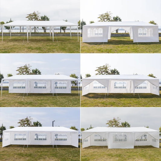 10'x30' Canopy Tents for Outside, Waterproof Outdoor Gazebo BBQ Shelter Pavilion with 8 Removable Sidewalls, for Party Wedding Catering Gazebo Garden Beach Camping Patio, S10188