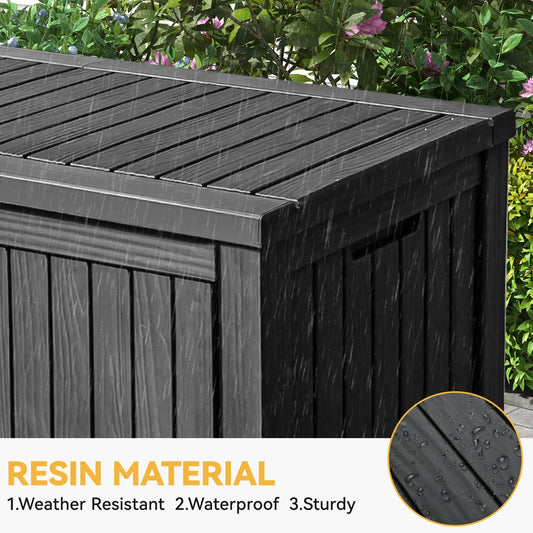 Uforic 150 Gallon Outdoor Storage Deck Box , Large Outdoor Storage Organized w/Divider,for Patio Furniture,Garden Tools, Black
