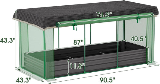 7.6' x 3.6' x 3.6' Galvanized Raised Garden Bed with Crop Cage, Plant Protection Tent with Zippered Doors, Sun Shade Cloth, Garden Netting for Vegetables, Fruit Cage for Patio, Yard, Lawn