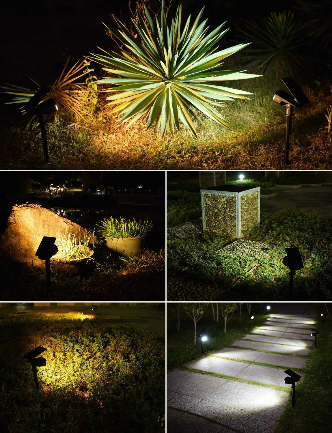 30 LED Outdoor Solar Landscape Spotlights Pro, IP67 Waterproof Wall Light for Yard Garden Driveway Porch Walkway Pool Patio Cold & Warm White -2 Pack