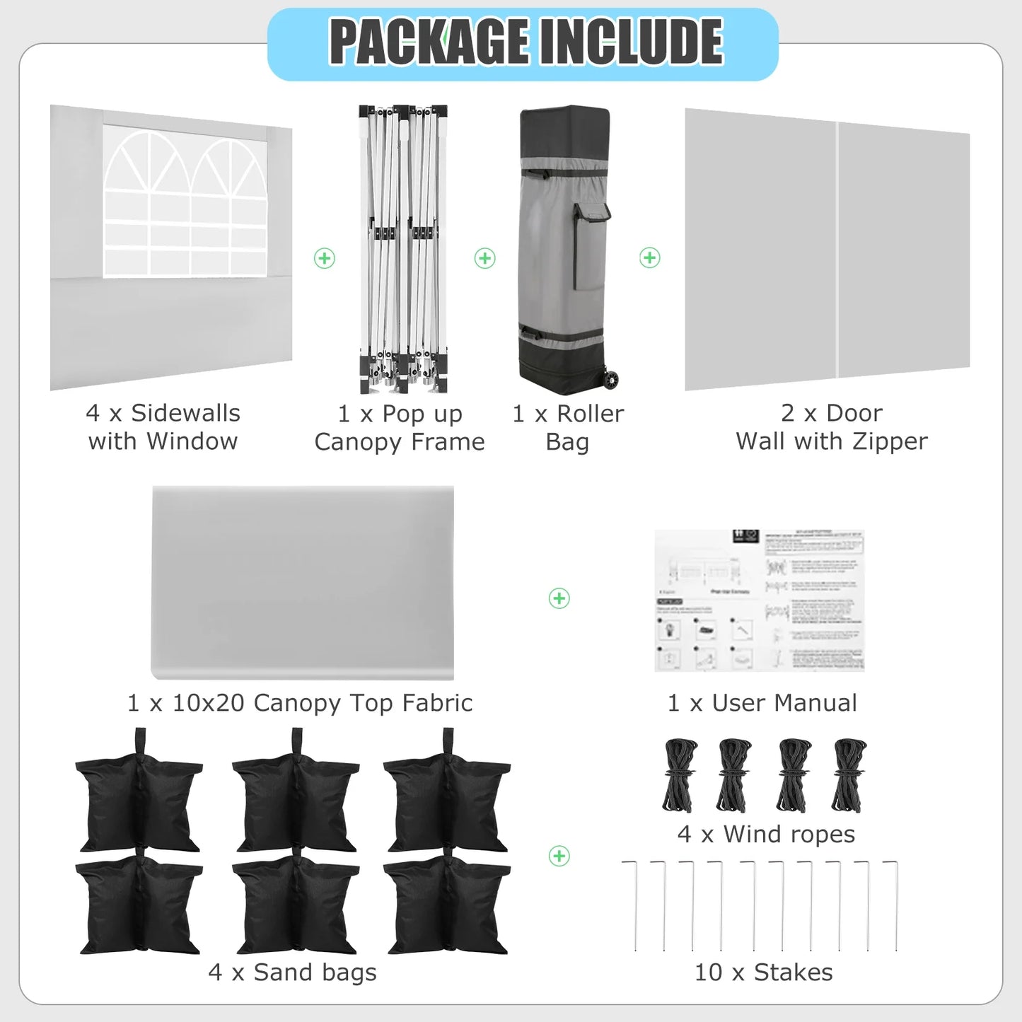 HOTEEL Canopy 10'x20' Pop Up Canopy Tent Heavy Duty Waterproof Adjustable Commercial Instant Canopy Outdoor Party Canopy Parties,Wedding,Outside Patio,Event,Backyard,White