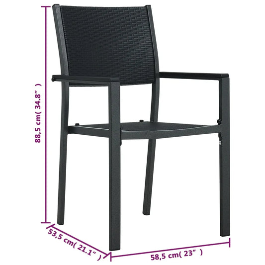 vidaXL Patio Chairs Dining Chair for Deck Porch Black Plastic Rattan Look
