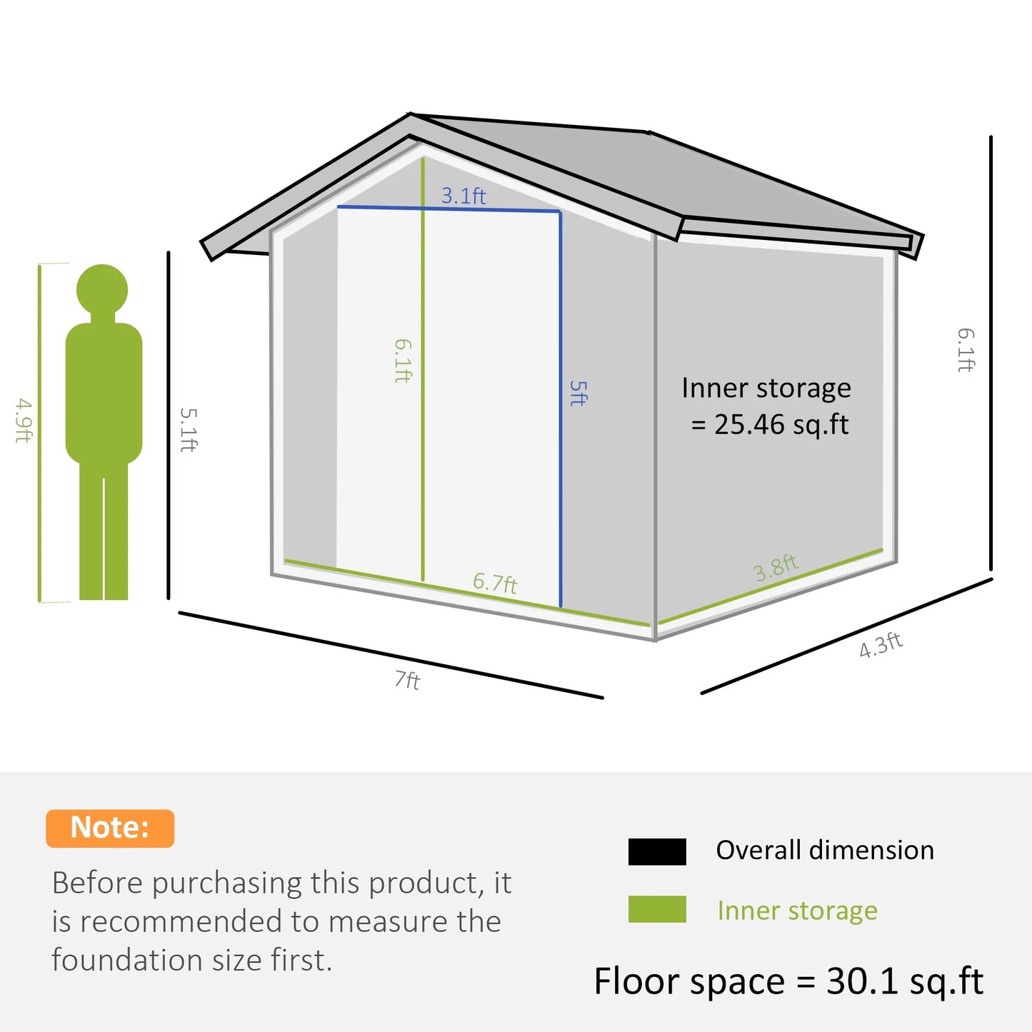 Outsunny 7' x 4' Metal Storage Shed Organizer, Garden Tool House with 4 Vents and 2 Sliding Doors for Backyard, Patio, Garage, Lawn, Dark Gray