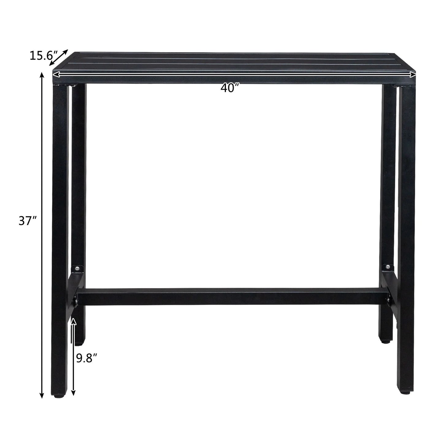 UBesGoo Outdoor Iron Bar Table, 40'' Rectangle Patio Counter Height Console Table, Metal Console Table for Grill, Black