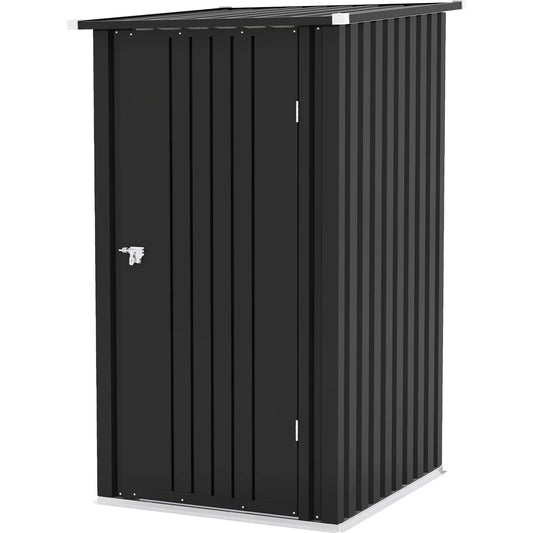 Patiowell 3?3FT Metal Outdoor Storage Shed with Sloping Roof and Single Lockable Door, Black