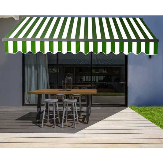 ALEKO 20' x 10' Grey White Stripes Retractable Motorized Patio Awning Sunshade