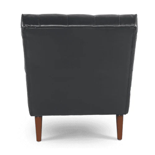 Outdoor Chaise Lounge Chair Upholstered Leather Lounge Chair for Bedroom, Patio, Black