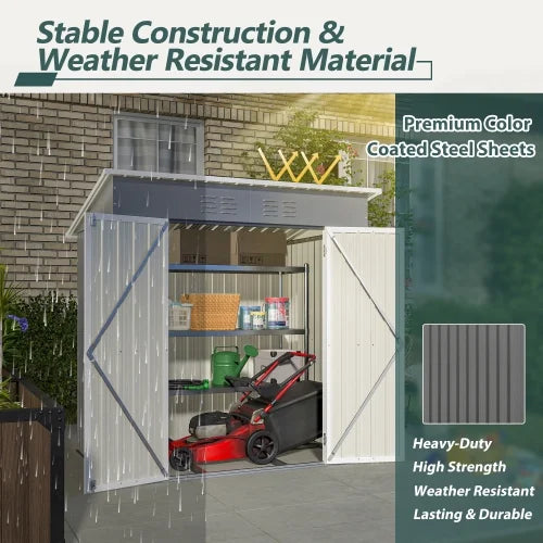 Enyopro 6x4 ft Outdoor Metal Storage Shed, Galvanized Steel Tool Shed with Reinforced Floor & Lockable Door for Backyard, Lawn, Patio, Black