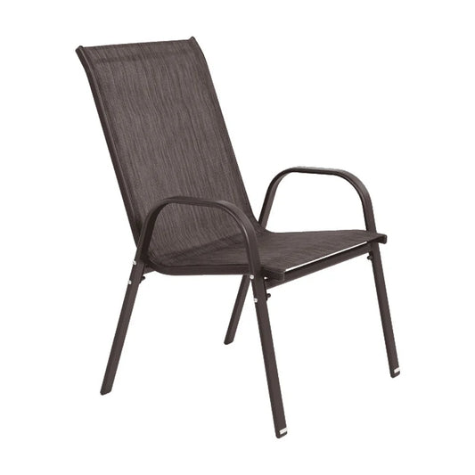4 Piece Patio Chairs, Outdoor Camping Chairs with Breathable Textilene Fabric, Set of 2 Garden Chairs with Armrest High Backrest for Garden Patio Pool Beach Yard Space Saving ( Brown)