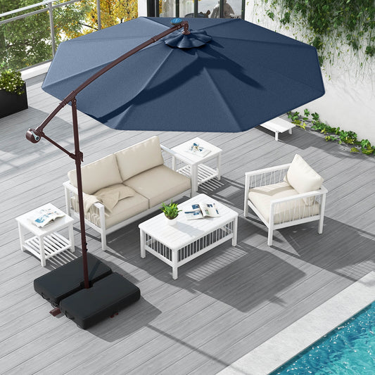 Costway 98.40" Navy Cantilever Patio Umbrella, Base-Included