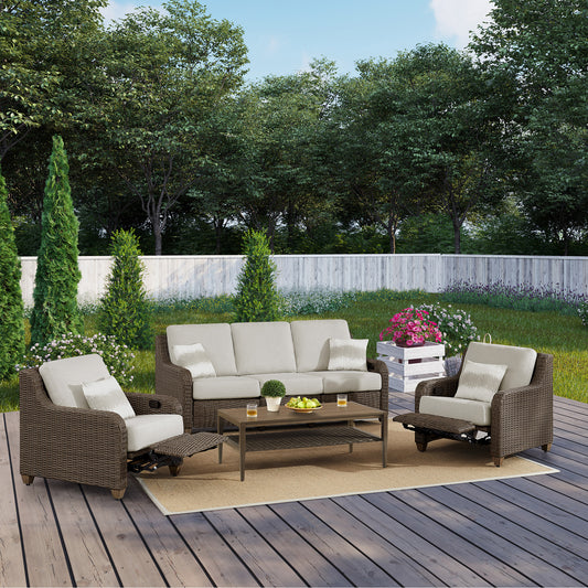 Thomasville Barston 4-piece Outdoor Patio Seating with Kick-out Foot Rests