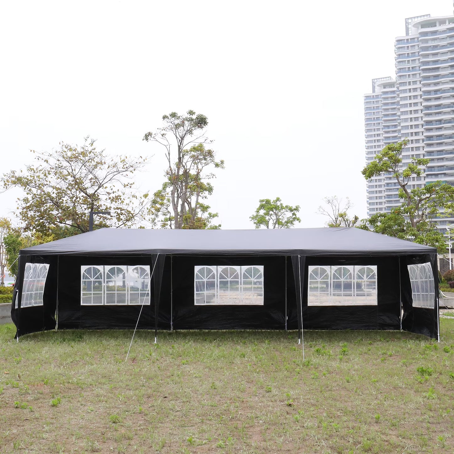 10'x 30' Outdoor Party Tent with 8 Removable Sidewalls, Waterproof Canopy Patio Wedding Gazebo, Black