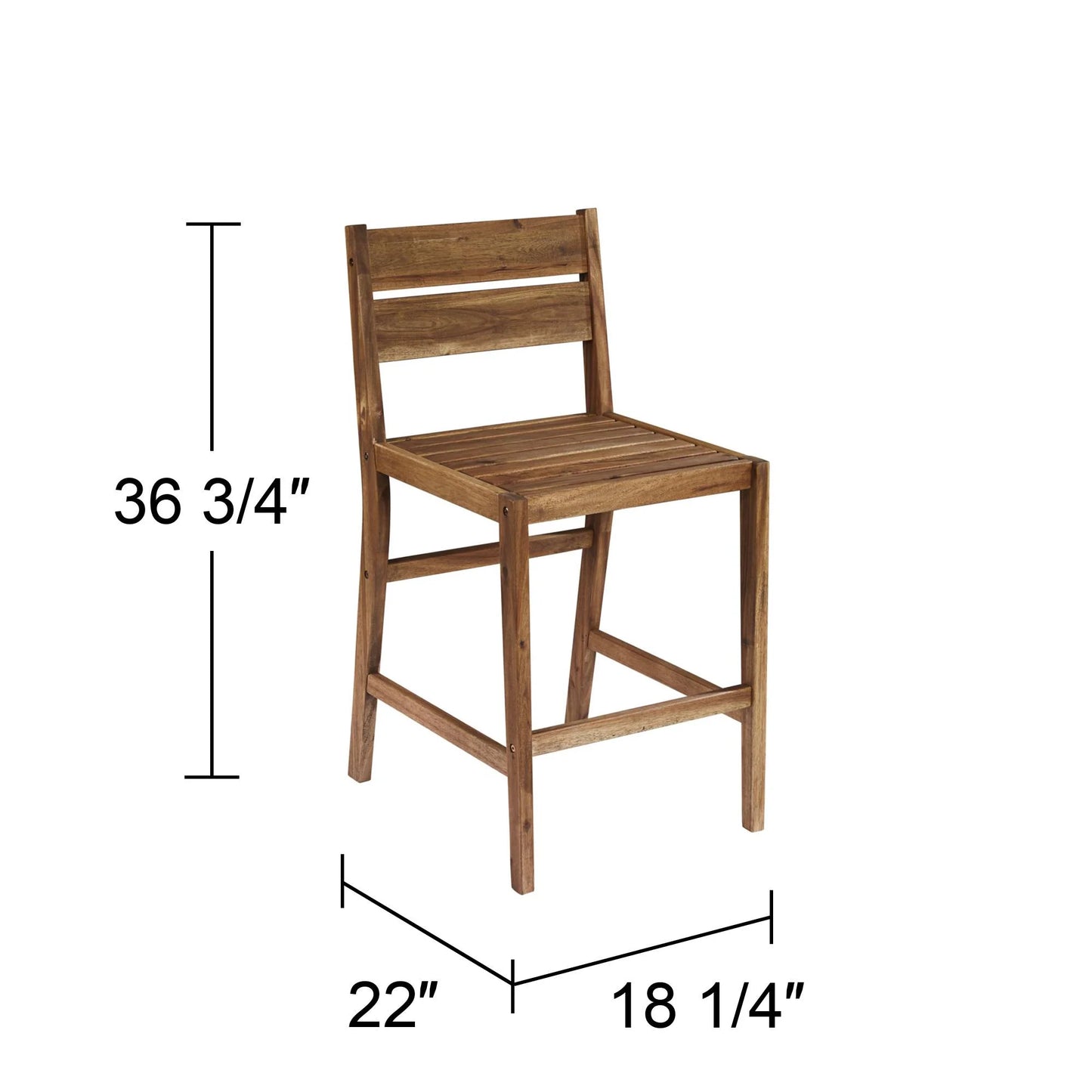 Teal Island Designs Wood Outdoor Bar Stools 24" Set of 2 High Farmhouse Rustic with Ladder Backrest Footrest for Kitchen Counter Island Patio Garden