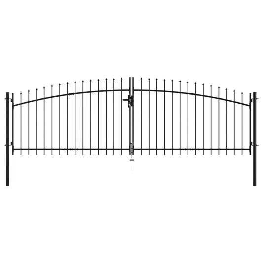VidaXL Multi Sizes Double Door Fence Gate with Spear Top Outdoor Patio Barrier