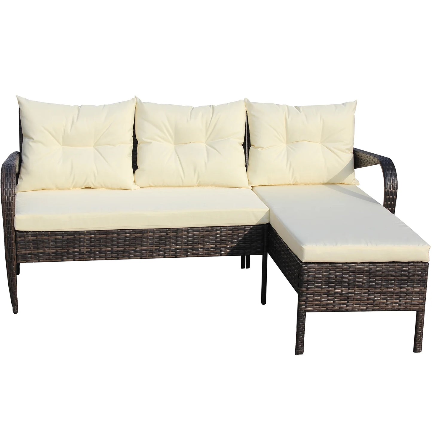 Tappio 4-Seat Patio Furniture Sets All Weather Outdoor Sectional Patio Sofa Manual Weaving Wicker Rattan Patio Seating Sofas with Cushion