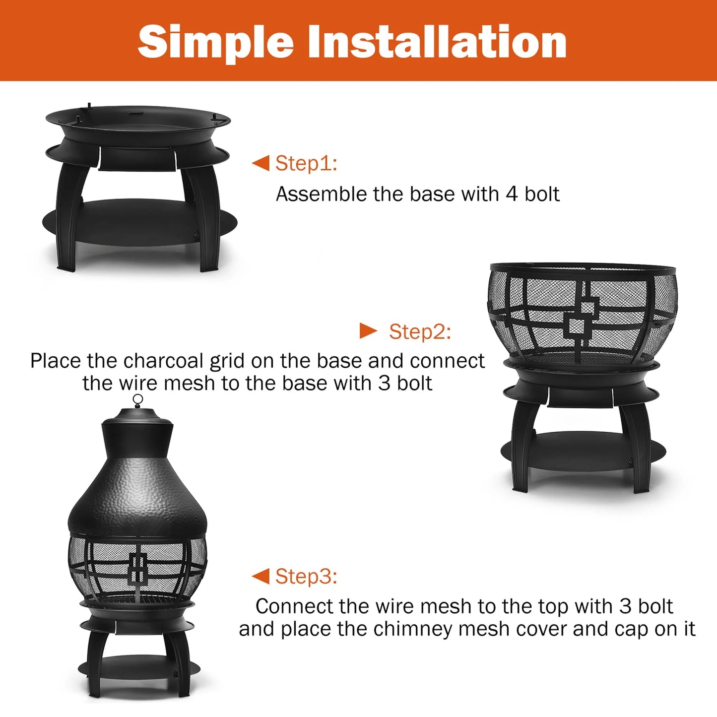 Gymax Patio Fire Pit Chimenea Fireplace Wood Burning Heater Garden Backyard