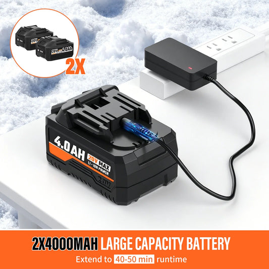 20V Cordless Electric Snow Shovel, 10-Inch Battery Powered Snow Shovel with 4.0Ah & Charger, Lightweight for Decks, Patios, and Walkways