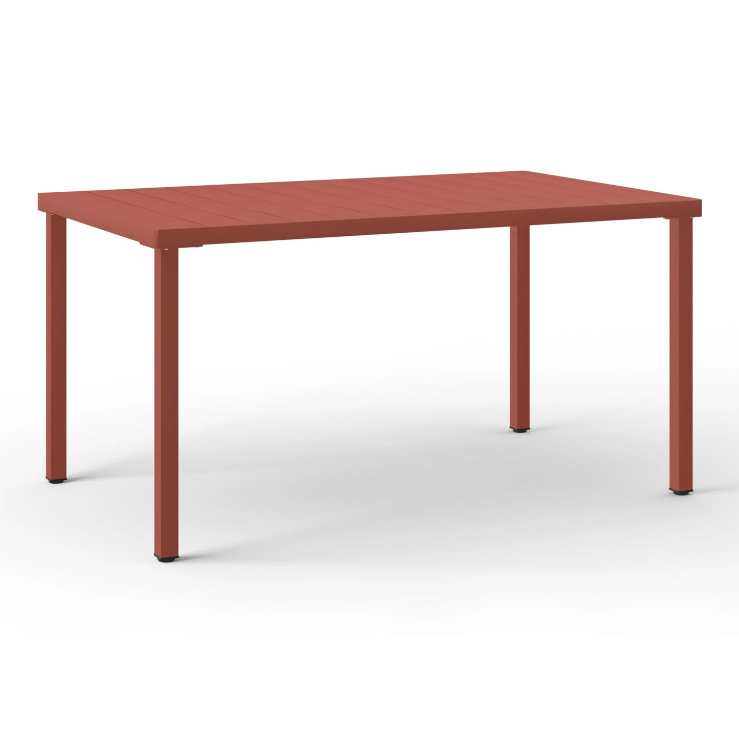 WestinTrends Playa 7-Piece Outdoor Rectangular Metal Patio Dining Table Set With Stackable Patio Dining Chairs, Red