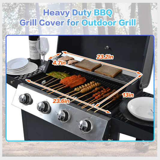 4 Burner Propane Gas Grill with 34,000 BTU Powerful Heat, Stainless Steel Grill with Double Shelves, for Patio, Garden, Black