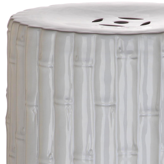 Safavieh Bamboo Texture Indoor/Outdoor Garden Patio Stool, White