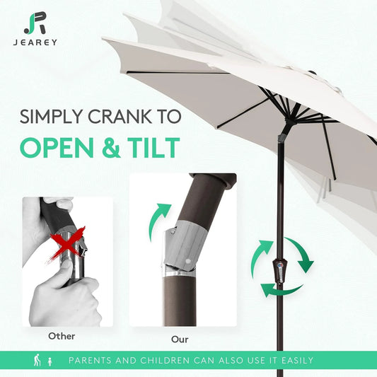 JEAREY Olefin Patio Umbrella Outdoor Umbrella with Auto Tilt