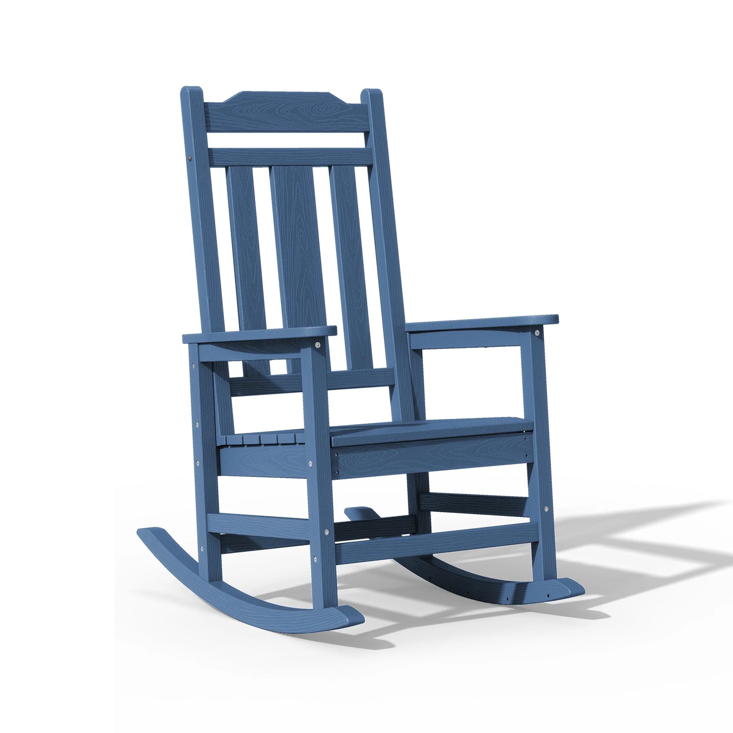 SERWALL Outdoor Rocking ChairHDPE Patio Rocking Chair, Heavy Duty Front Porch Rocker, Blue