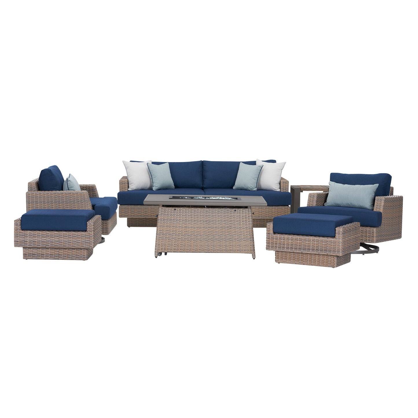 Portofino Repose 7-piece Outdoor Patio Fire Motion Seating Set