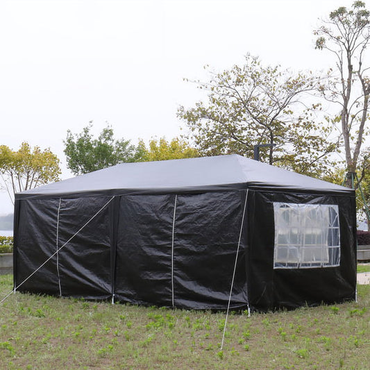Fithood 10'x20' Outdoor Party Tent with 6 Removable Sidewalls, Waterproof Canopy Patio Wedding Gazebo, Black