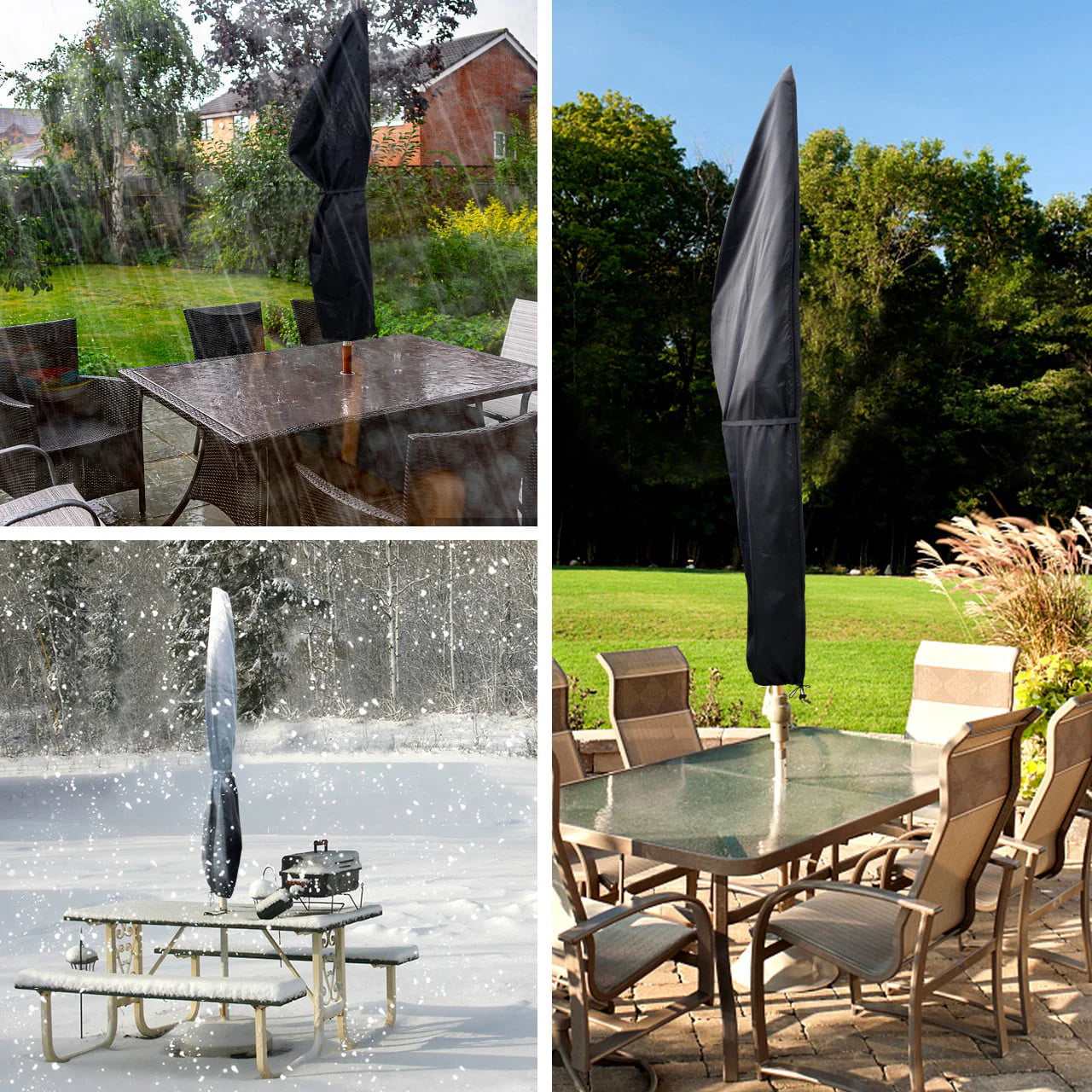 Homitt Patio Umbrella Cover, Cantilever Outdoor Umbrellas Cover, for 7ft to 11ft Offset Market Durable Umbrella Cover, Parasol Waterproof Umbrellas Cover with Zipper