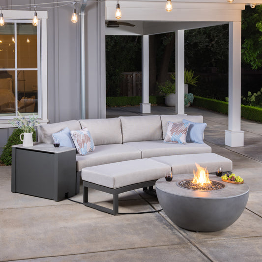 SunVilla Brooklyn 6-piece Fire Outdoor Patio Sectional Seating Set