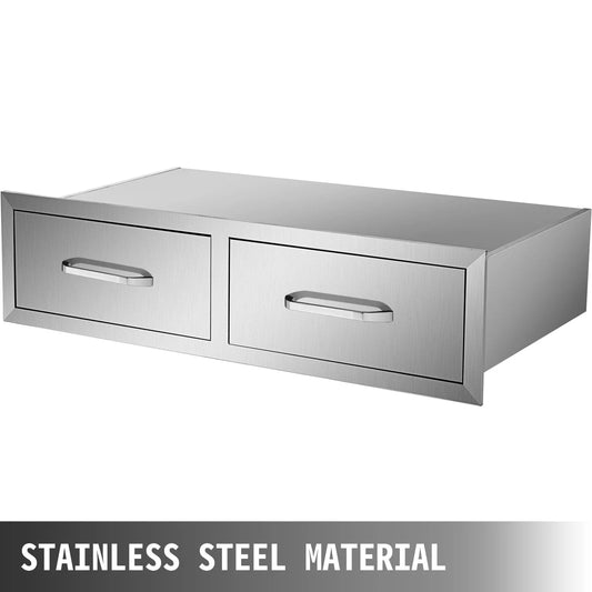 Outdoor Kitchen Drawers 30"Wx10"Hx20"D, Horizontal Double Access BBQ Drawers with Stainless Steel Handle, BBQ Island Drawers for Outdoor Kitchens or BBQ Island Patio Grill Station