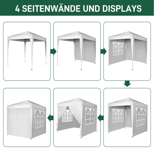 6.5x6.5ft Pop Up Canopy Tent - Instant White Gazebo w/4 Sidewalls, UPF 50+ & Carry Bag, 42 sq ft Shade for Camping/Patio (200x200cm)