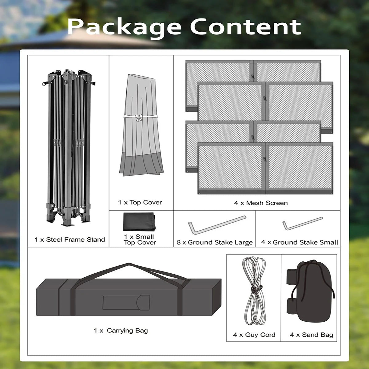 Ataucjin 13x13 Gazebo, Outdoor Canopy Tent with Mosquito Net, Height Adjustable Canopy Gazebo, Large Shade Tent for Camping, Lawn, Backyard, Garden, Patio