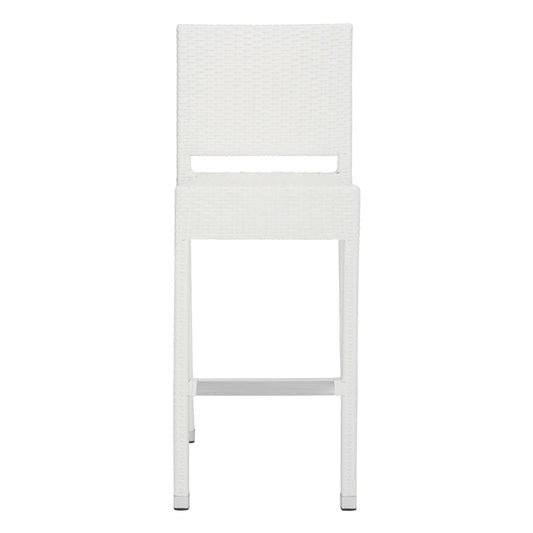 SAFAVIEH Bethel Contemporary Outdoor Patio Rattan Bar Stool, White