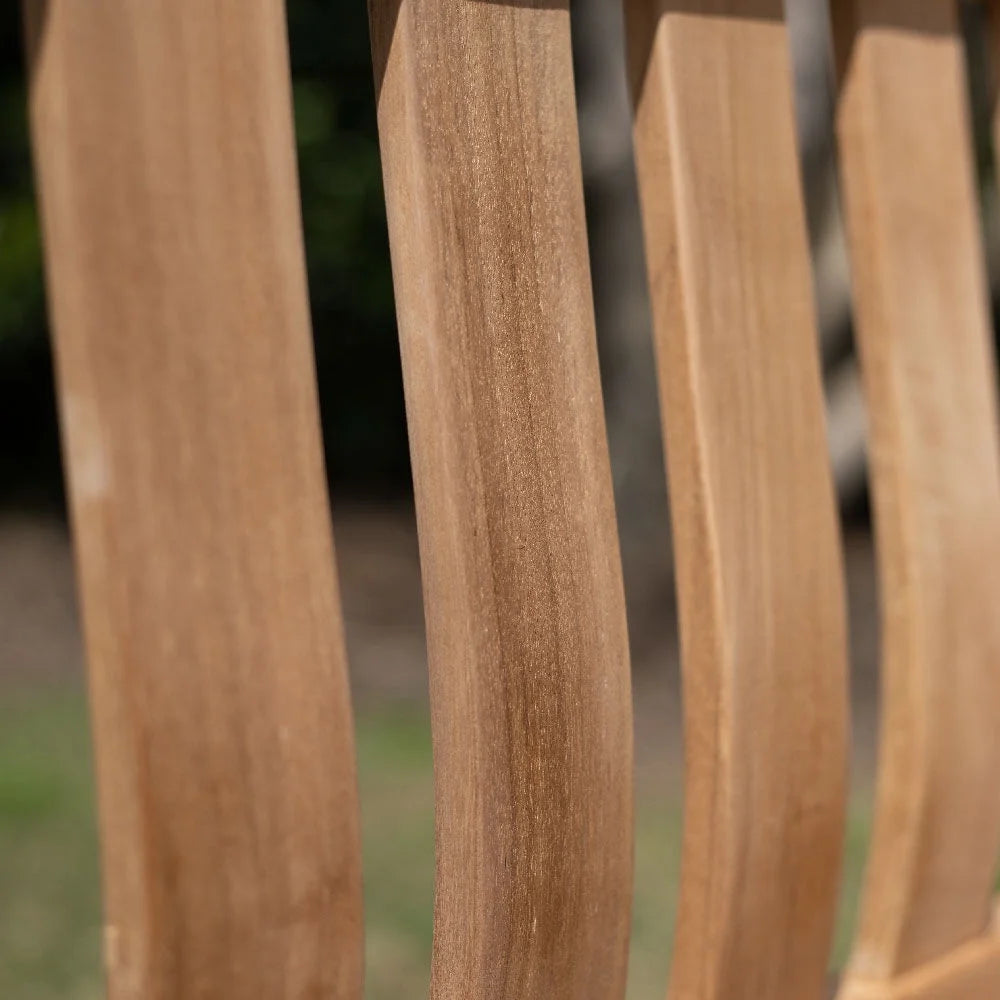 Ash & Ember Hawthorne Grade A Teak 53" Bench, Seats 2 People Comfortably, Weather Resistant Indoor Outdoor Solid Wood Patio Furniture with Tightly Spaced Slats, Bowed Back, Armrests