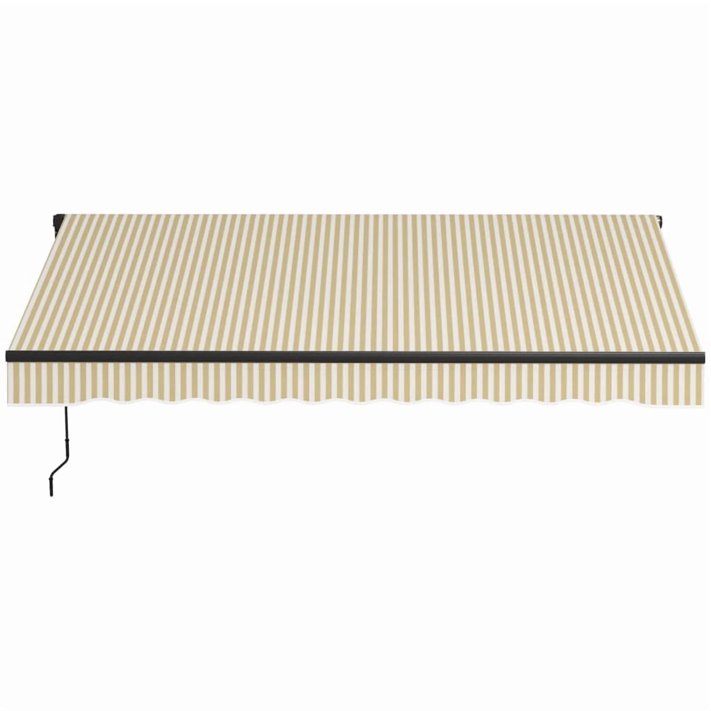 Outsunny 12' x 10' Retractable Awning, Patio Awning Sunshade Shelter with Manual Crank Handle, 280gsm UV Resistant Fabric and Aluminum Frame for Deck, Balcony, Yard, Beige and White On-Site